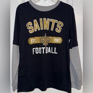New Orleans Saints Boys Long Sleeve Layered Look Shirt Size Large 12/14